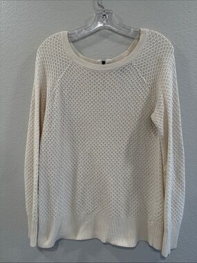 American Eagle Outfitters Cream Textured Crewneck Sweater